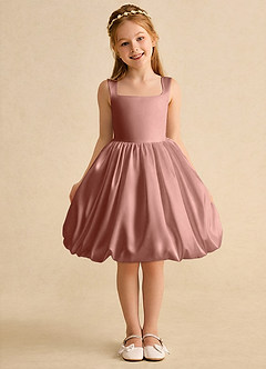 Azazie Nirvana vestidos de niña de las flores Vestido de Rosa De Cedro de Satin Mate de Princesa con Volante image2