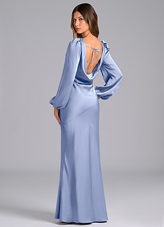 Azazie Melani Venta Final Vestido de Hielo de Satén Elástico de Corte Sirena con Manga larga image5