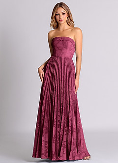 Azazie Mariana Robes de demoiselle d'honneur Robe Trapèze Convertible en Blumen-Burnout Sans bretelles Mûre image1