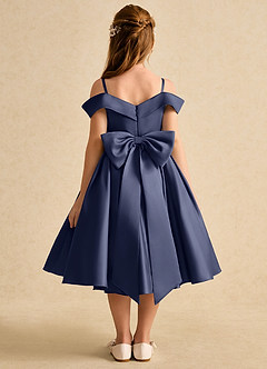Azazie Favia Flower Girl Dresses Stormy A-Line Off the Shoulder Matte Satin Dress image2