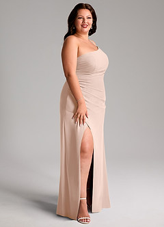 Azazie Eren Jurken voor bruidsmeisjes Jurk van Chiffon met Kolom One-shoulder Engelse Roos image13