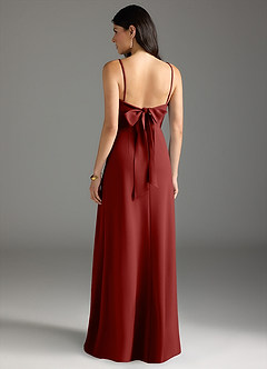 Azazie Melia Robes de demoiselle d'honneur Robe Trapèze en Crêpe Élastique Arc Terracotta image4