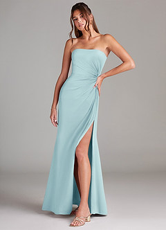 Azazie Aliani Brautjungfernkleider Wandelbar Etui Schulterfrei Chiffon Kleid Seegrün image4