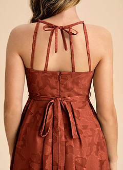 Azazie Arianthe Junior Auburn A-Line Pleated Floral Burnout Dress image7