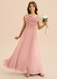 Azazie Lambie Junior Rosette A-Line Pleated Chiffon Dress image3