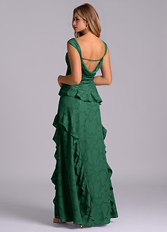 Azazie Sloane Bridesmaid Dresses Dark Green A-Line Sweetheart Neckline Floral Burnout Dress image2