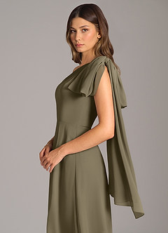 Azazie Tella Bridesmaid Dresses Willow Green A-Line One Shoulder Chiffon Dress image8