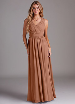 Azazie Kingsley Bridesmaid Dresses Bronzer A-Line Lace Chiffon Dress image1
