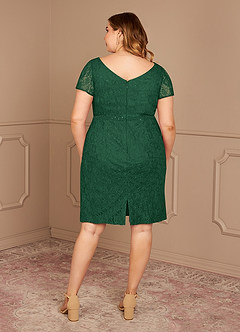 Azazie Lucilia Mother of the Bride Dresses Dark Green Sheath Lace Dress image9