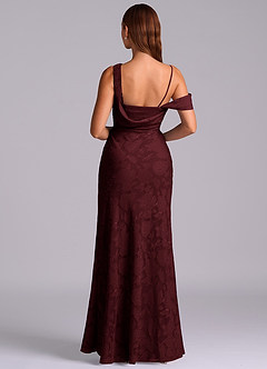 Azazie Madelyn Robes de demoiselle d'honneur Robe Sirène Convertible en Blumen-Burnout Ue épaule Cabernet image7