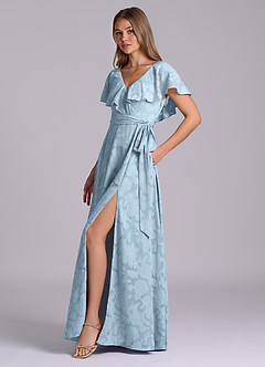 Azazie Lainey Brautjungfernkleider A-Linie mit Taschen Blumen-Burnout Kleid Himmelblau image6