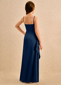 Azazie Cannoli Girls Formal Sukienki dla dziewczynek sypiących kwiaty Linia A Pofałdowany Satyna elastyczna Długość podłogi Sukienka image2