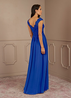 Azazie Amethyst Mother of the Bride Dresses Royal Blue A-Line V-Neck Sequins Chiffon Dress image5