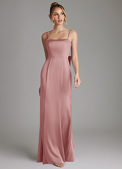 Azazie Zherra Bridesmaid Dresses Dusty Rose Mermaid Bow Stretch Satin Dress image4