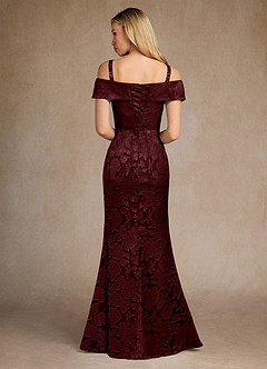 Azazie Canton vestidos de madre de la novia Vestido Cabernet de Devorado Floral de Corte Sirena con Hombros descubiertos image7