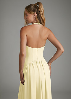 Azazie Alicia Bridesmaid Dresses Lemon Sorbet A-Line Pleated Chiffon Dress image2