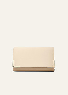 front Matching Color Matte Satin Envelope Clutch Bag