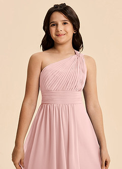 Azazie Skye Junior Powder Pink A-Line Pleated Chiffon Dress image6