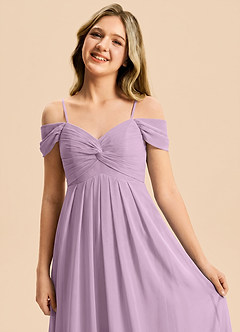 Azazie Kaitlynn Junior Wisteria A-Line Off the Shoulder Chiffon Dress image5