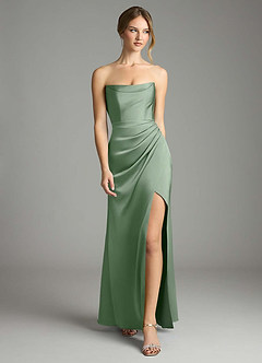 Azazie Leonis Bridesmaid Dresses Matcha Mermaid Pleated Stretch Satin Convertible Dress image5