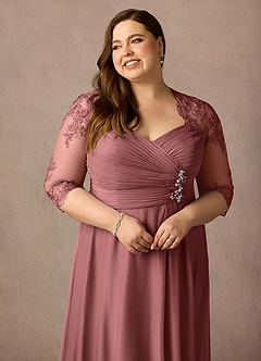 Azazie Anne vestidos de madre de la novia Vestido de Rosa Del Desierto de Encaje de Recto con Corazón Lentejuelas image17