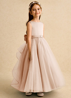 Azazie Lior Flower Girl Dresses English Rose Ball-Gown Pleated Tulle Dress image3