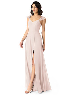 Azazie Everett Bridesmaid Dresses Rose Petal A-Line V-neck Ruched Chiffon Dress image3