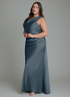 Azazie Kieryn Bridesmaid Dresses Twilight Mermaid Pleated Stretch Satin Dress image10