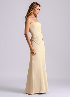 Azazie Debby Bridesmaid Dresses Champagne Mermaid Strapless Chiffon Dress image5