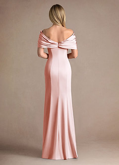 Azazie Auberdeen Kleider für die Brautmutter Meerjungfrau-Linie Plissee Stretch-Satin Kleid Zartrosa image3