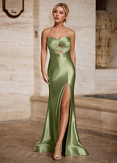 Aelina Mint Green Cutout Corset Satin Prom Dress