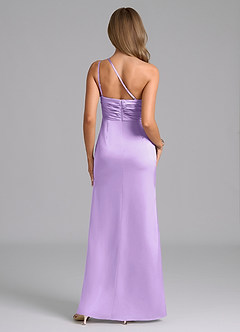 Azazie Eren Bridesmaid Dresses Lilac Mermaid One Shoulder Stretch Satin Dress image3