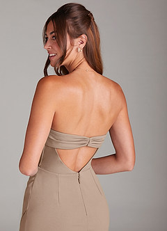 Azazie Leonis Jurken voor bruidsmeisjes Converteerbaar Jurk van Stretch crêpe met Kolom Strapless Taupe image5