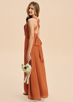 Azazie Kirsten Junior Linia A Pofałdowany Szyfon Długość podłogi Młodsza druhna Sukienka image3