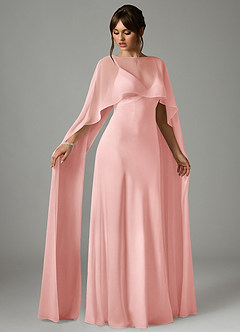 Azazie Stefania Robes de demoiselle d'honneur Robe Trapèze en Satin extensible Rose Poudré image3