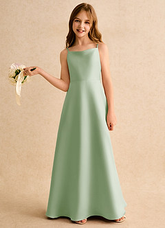 Azazie Joella Junior Formal Flower Girl Klänningar Klä A-Line i Matt satäng Plisserad image2