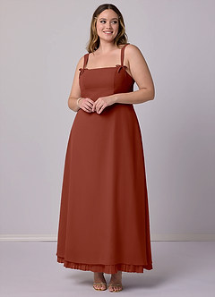 Barbie ♥ Azazie Bridesmaid Dresses Auburn A-Line Pleated Chiffon Dress image7