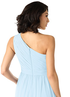 Azazie Mathilda Bridesmaid Dresses Sky Blue A-Line One Shoulder Chiffon Dress image5