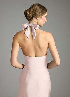 Azazie Nayeli Jurken voor bruidsmeisjes Jurk van Stretch Satijn met A-Lijn Geplooid Blozend Roze image7