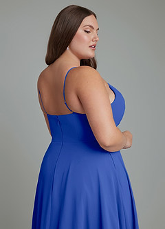 Azazie Amani Abiti da Damigella Abito A-Line in Chiffon Plissettato Blu Reale image13