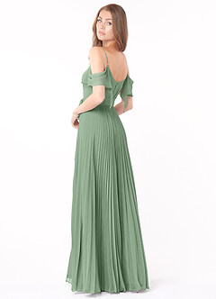 Azazie Lyney Vestidos de damas de honor Vestido de Matcha de Gasa de Corte en A con Vestidos sin tirantes image4