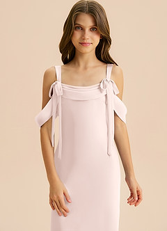 Azazie Bellalina Junior Blushing Pink Mermaid Pleated Stretch Satin Dress image6