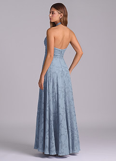 Azazie Tessie Brudtärnklänningar Klä av A-Linje i Blommig Utbrändhet Plisserad Dammblå image6