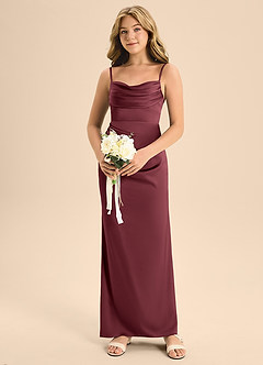 Azazie Mai Junior Merlot A-Line Sweetheart Neckline Stretch Satin Dress image4