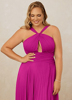 Christian Siriano Bridal for Azazie 1009 Bridesmaid Dresses Fuchsia A-Line Pleated Chiffon Dress image13