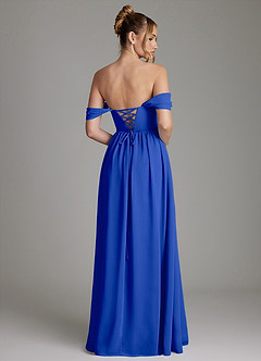 Azazie Caterina Bridesmaid Dresses Royal Blue A-Line Corset Chiffon Dress image10