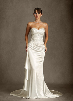 Azazie Angel Wedding Dresses Antique White Mermaid Strapless Charmeuse Dress image5
