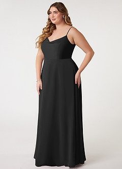 Azazie Daenerys Bridesmaid Dresses Black A-Line Cowl Chiffon Dress image3