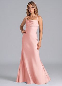 Azazie Seema Bridesmaid Dresses Powder Pink Mermaid Corset Stretch Satin Dress image4