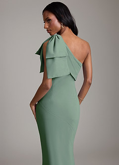 Azazie Yuanna Bridesmaid Dresses Eucalyptus Mermaid One Shoulder Chiffon Dress image7